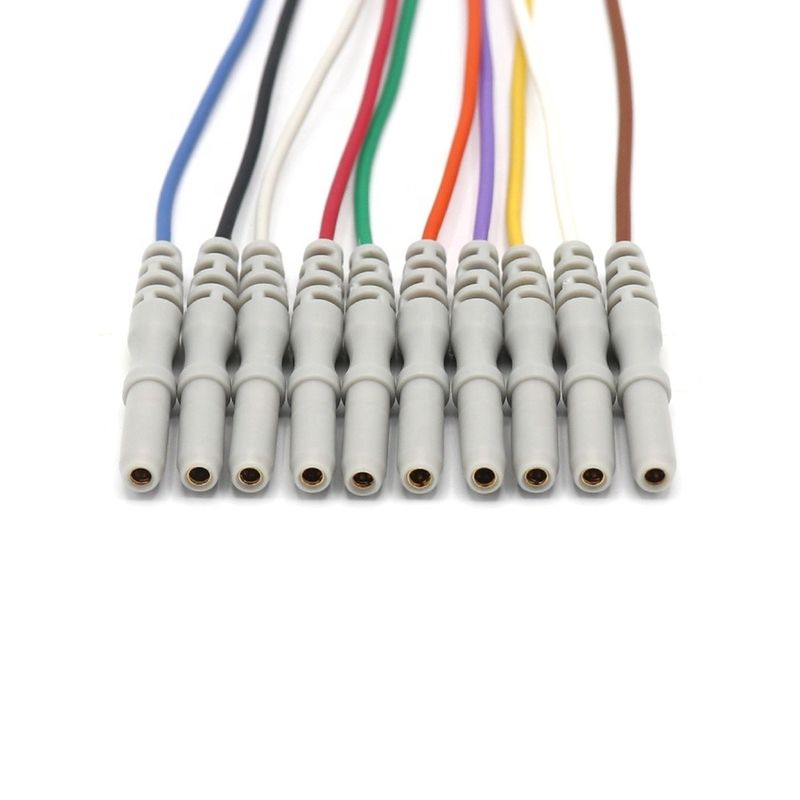 10 Lead Other Patient Monitor Accessories EEG Cable Dia 1.5mm With Golden Plated Cup