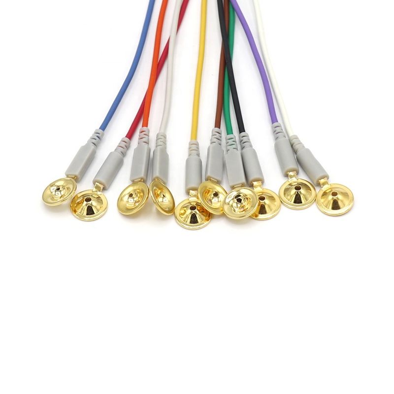 10 Lead Other Patient Monitor Accessories EEG Cable Dia 1.5mm With Golden Plated Cup