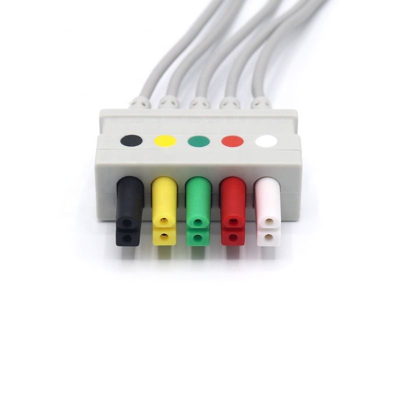 Latex Free Stable ECG Lead Wire , 0012-00-1261-07 AHA IEC ECG Cable