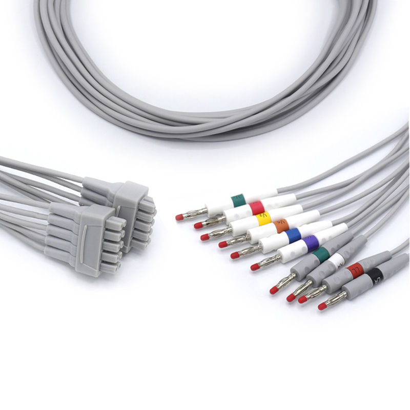 GE Marquette EKG Cable 10 Leads Gray Color Compatible Stable