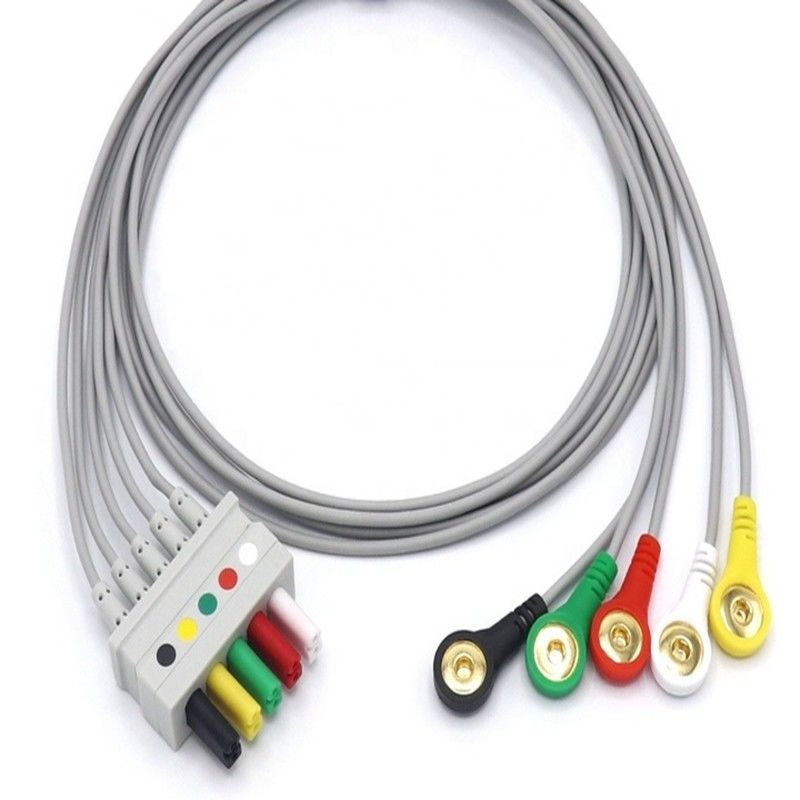 Latex Free Stable ECG Lead Wire , 0012-00-1261-07 AHA IEC ECG Cable