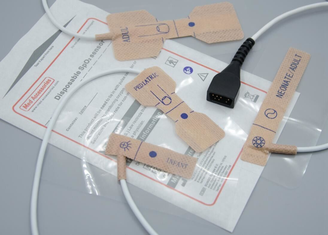 Med Accessories Factory Adhesive Disposable Pulse Oximeter Finger Probe Length 90cm White Color