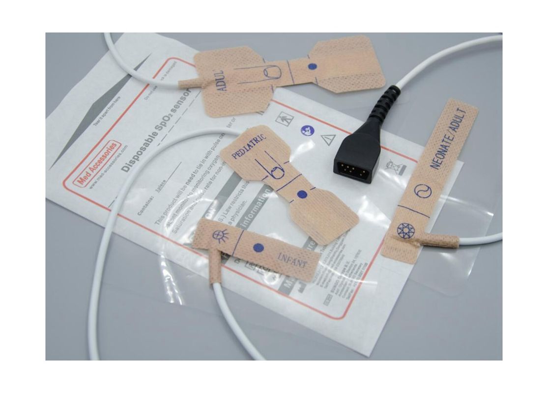 Med Accessories Factory Adhesive Disposable Pulse Oximeter Finger Probe Length 90cm White Color
