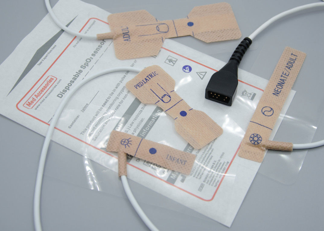 Med Accessories Factory Adhesive Disposable Pulse Oximeter Finger Probe Length 90cm White Color