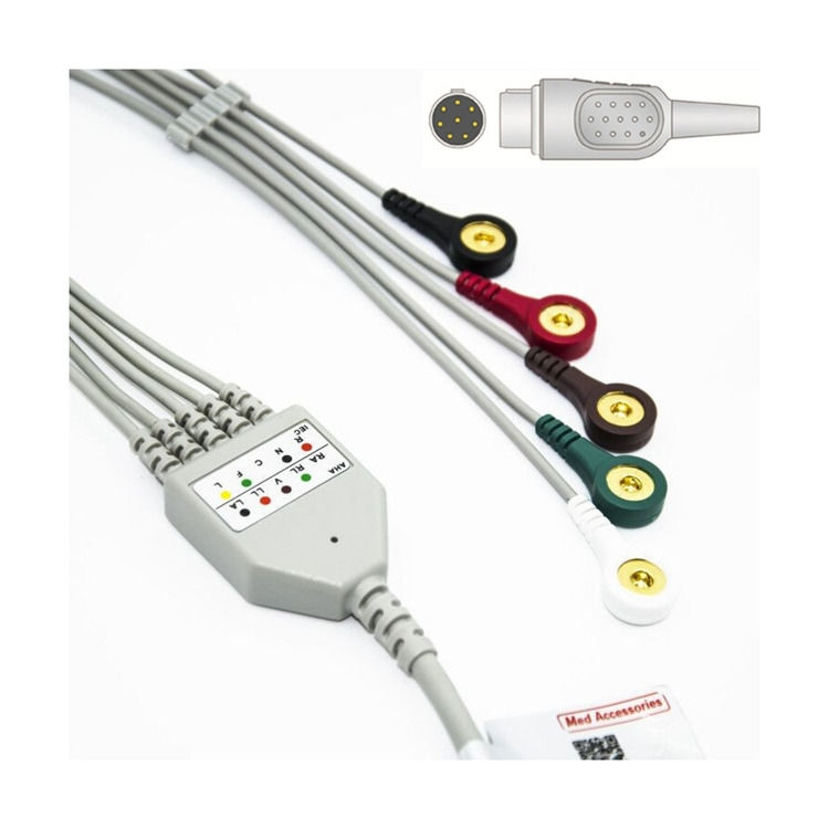 Medical Grade Round Wire Mortara Banana Plug ECG Cable Set For Accurate Health Monitoring
