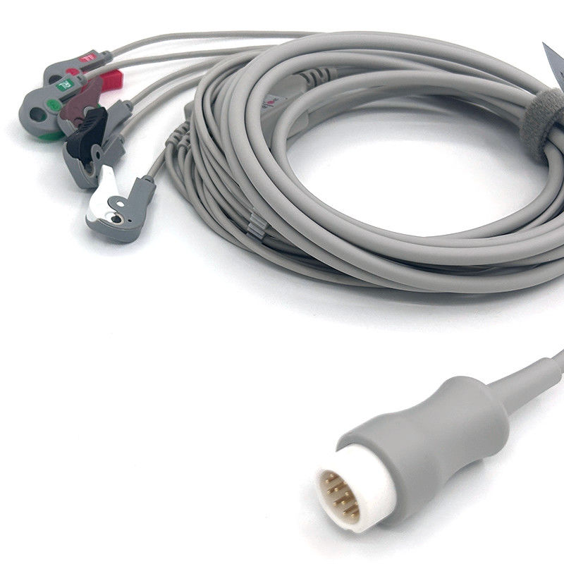 HP 12Pin 5lead WIRES ECG Monitor Cable Gray Color Latex Free Multi Function