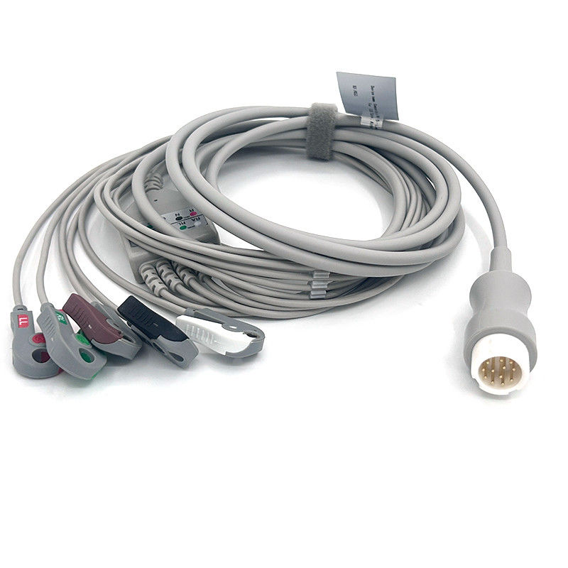 HP 12Pin 5lead WIRES ECG Monitor Cable Gray Color Latex Free Multi Function