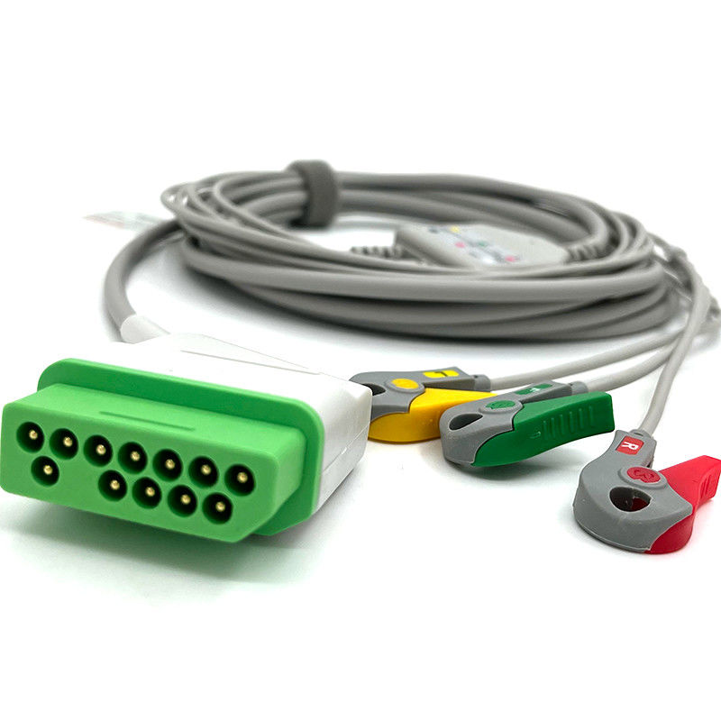 Nihon Kohden 12pin ECG Monitor Cable Gray Color Latex Free Multi Function