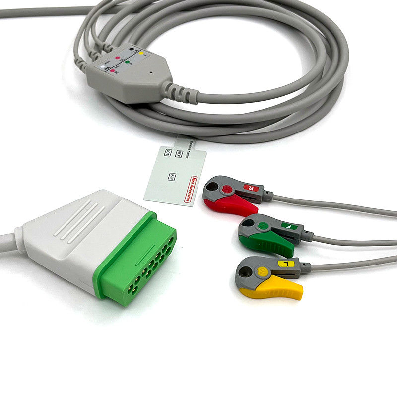 Nihon Kohden 12pin ECG Monitor Cable Gray Color Latex Free Multi Function