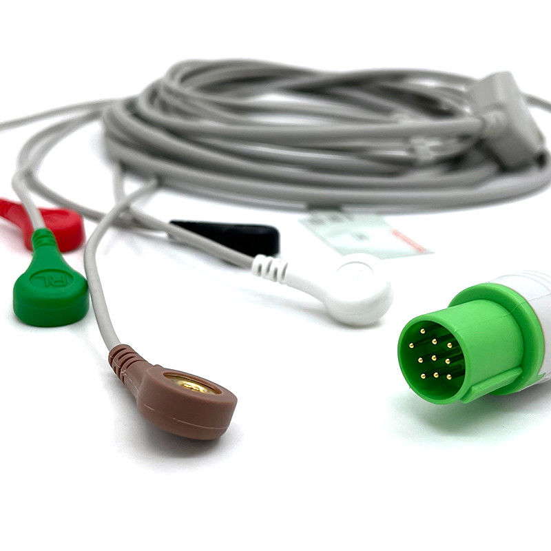 GE Helige 10 Pin ECG Monitor Cable For Medical Accessories 0.9m Size