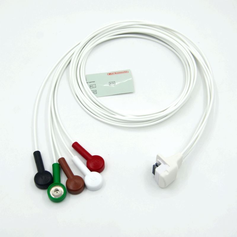 Compatible Mortara H3 Holter Recorder ECG Cable Leadwires 5 Leads Snap AHA