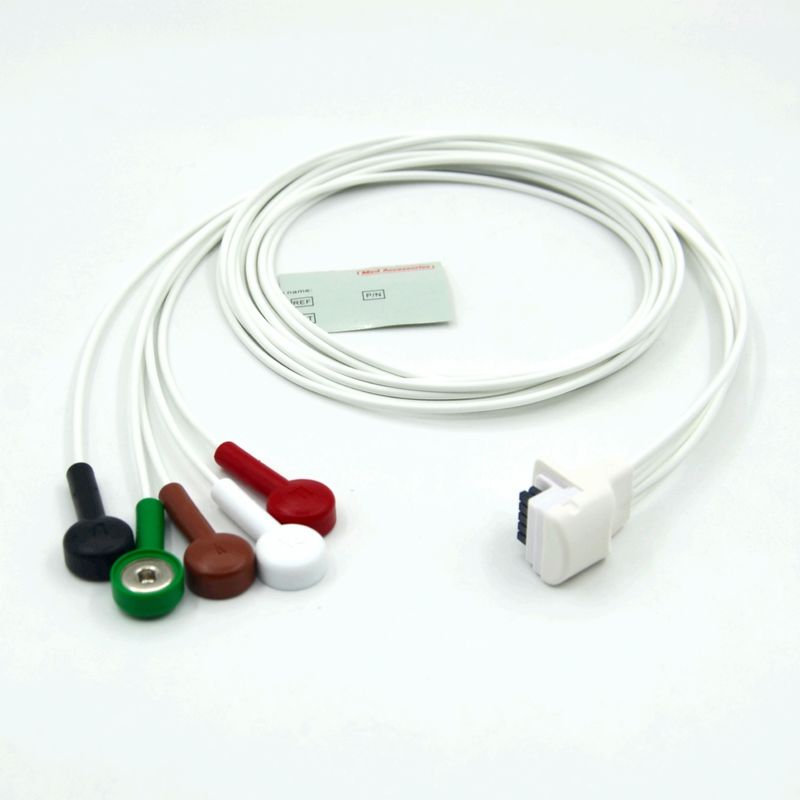 Compatible Mortara H3 Holter Recorder ECG Cable Leadwires 5 Leads Snap AHA