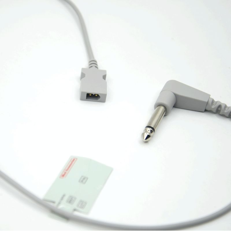 Compatible YSI 400 Rectangular Dual Pin Connector Temperature Adapter Cable for Disposable Temperature Probe