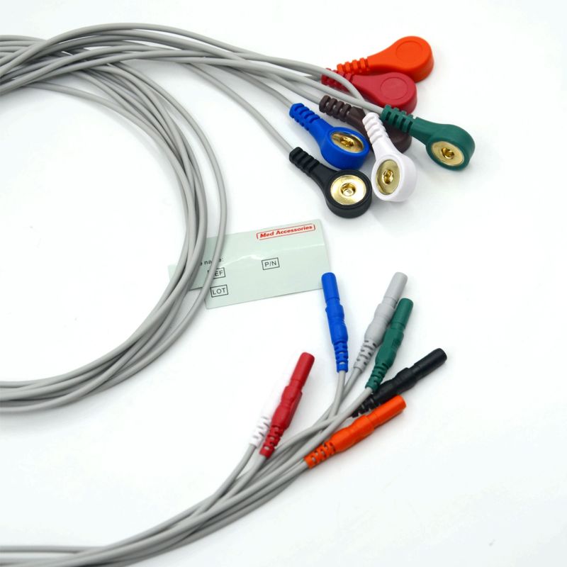 Hight Quality Din Type 7 Lead Snap Holter Recorder Ecg Lead Wires