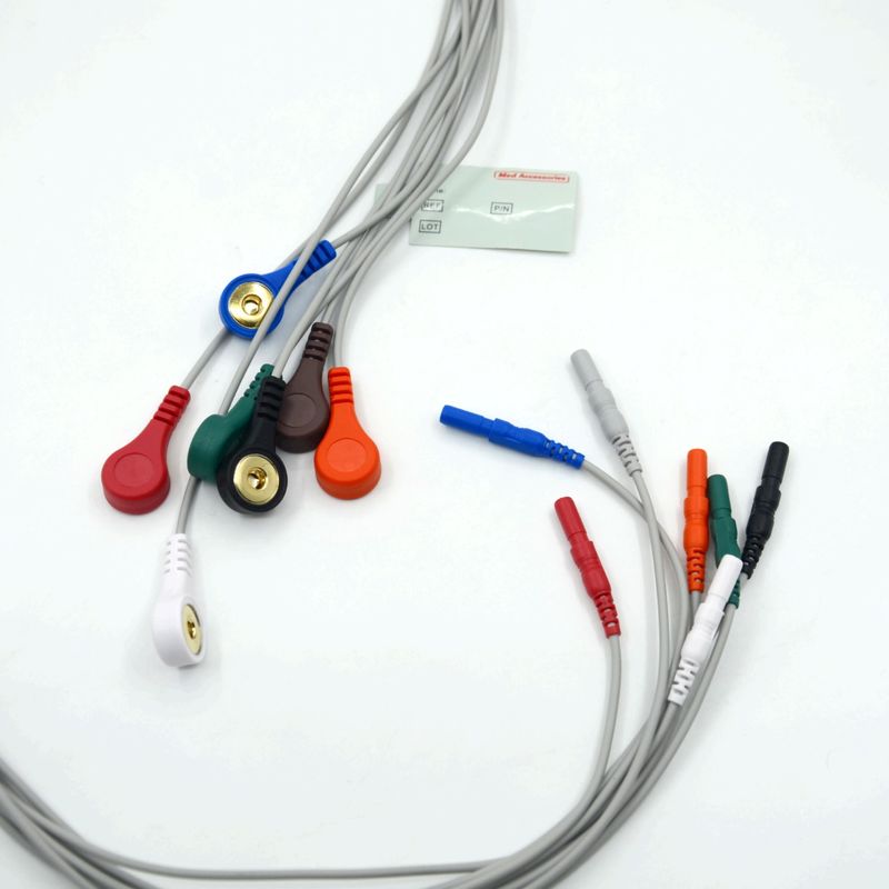 Hight Quality Din Type 7 Lead Snap Holter Recorder Ecg Lead Wires