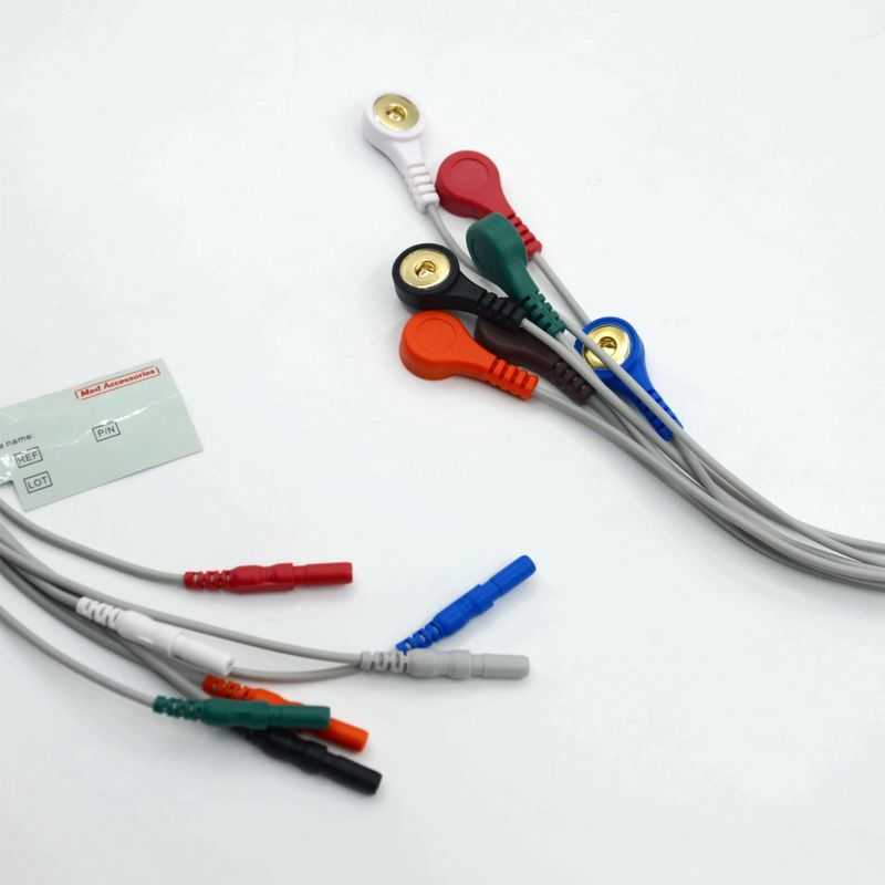 Hight Quality Din Type 7 Lead Snap Holter Recorder Ecg Lead Wires