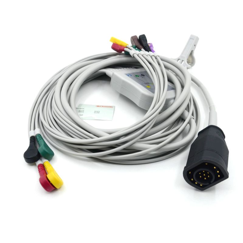 Compatible Zoll 10 Leads Snap Type IEC Standard EKG Cable and Wires