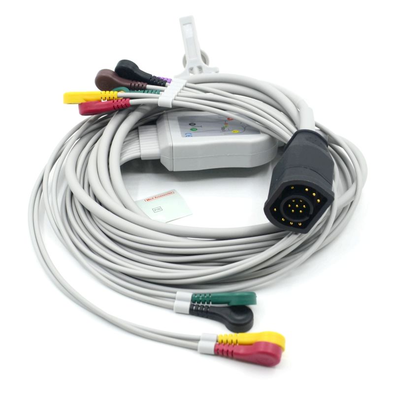 Compatible Zoll 10 Leads Snap Type IEC Standard EKG Cable and Wires