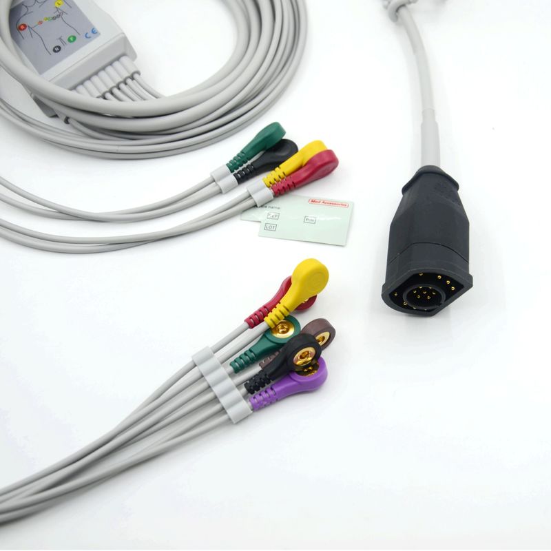 Compatible Zoll 10 Leads Snap Type IEC Standard EKG Cable and Wires