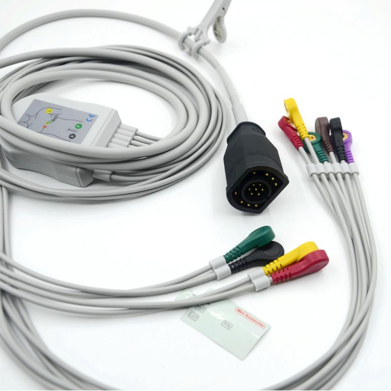 Compatible Zoll 10 Leads Snap Type IEC Standard EKG Cable and Wires