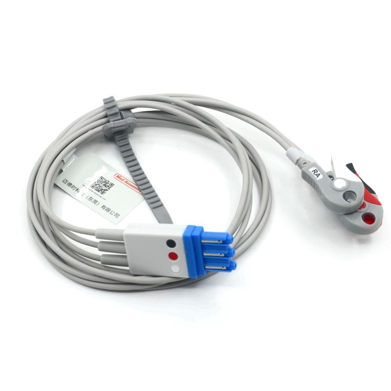 Compatible Philips 3-lead Ecg Cable Lead Wires With Grabber AHA Color CE&ISO13485