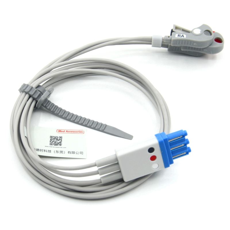 Compatible Philips 3-lead Ecg Cable Lead Wires With Grabber AHA Color CE&ISO13485