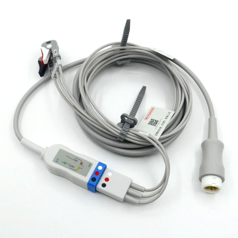 Compatible Philips 3-lead Ecg Cable Lead Wires With Grabber AHA Color CE&ISO13485