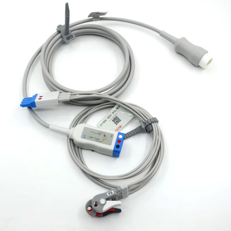 Compatible Philips 3-lead Ecg Cable Lead Wires With Grabber AHA Color CE&ISO13485
