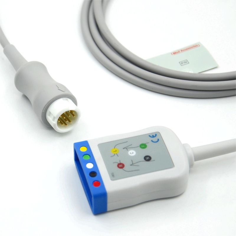 Medical Equipment OEM Compatible with HP 5 Leads IEC 12 Pins Monitor ECG Trunk Cable