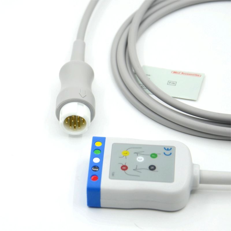 Medical Equipment OEM Compatible with HP 5 Leads IEC 12 Pins Monitor ECG Trunk Cable