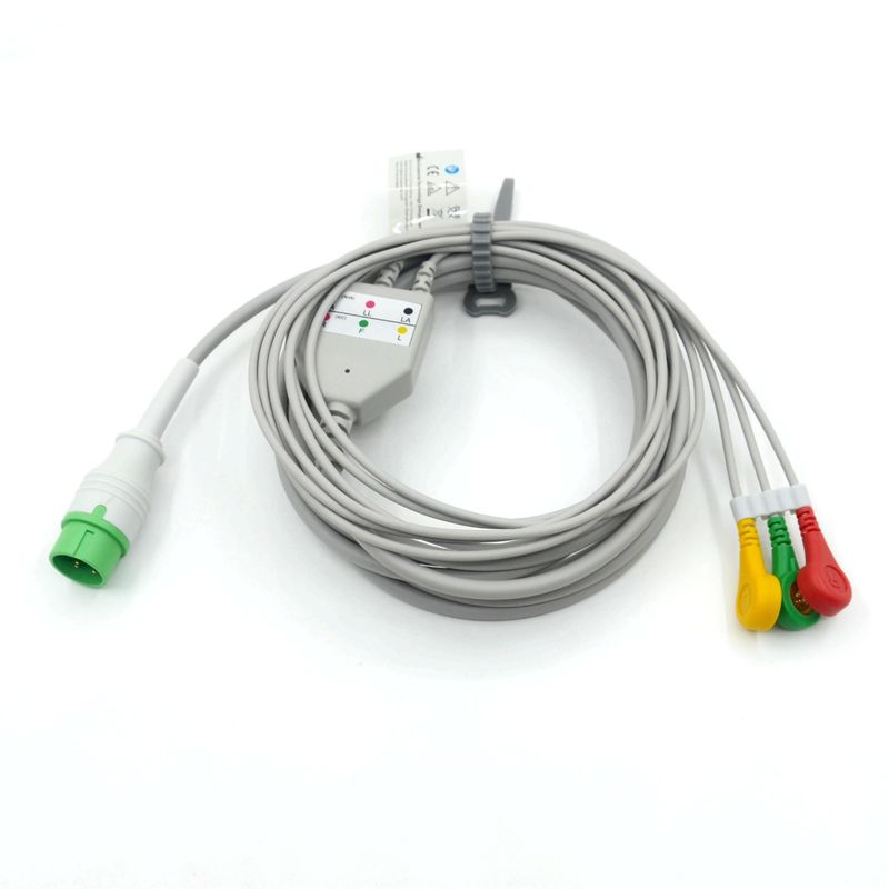 High Quality Compatible Zoncare 3 Lead ECG EKG Cable IEC Snap For Medical Accessories