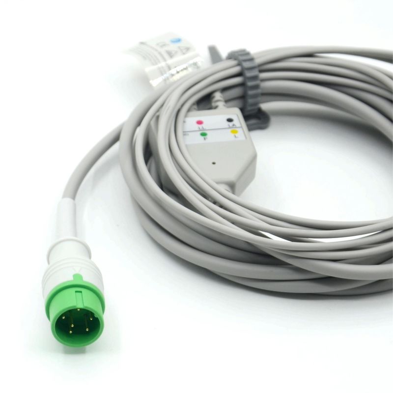 High Quality Compatible Zoncare 3 Lead ECG EKG Cable IEC Snap For Medical Accessories