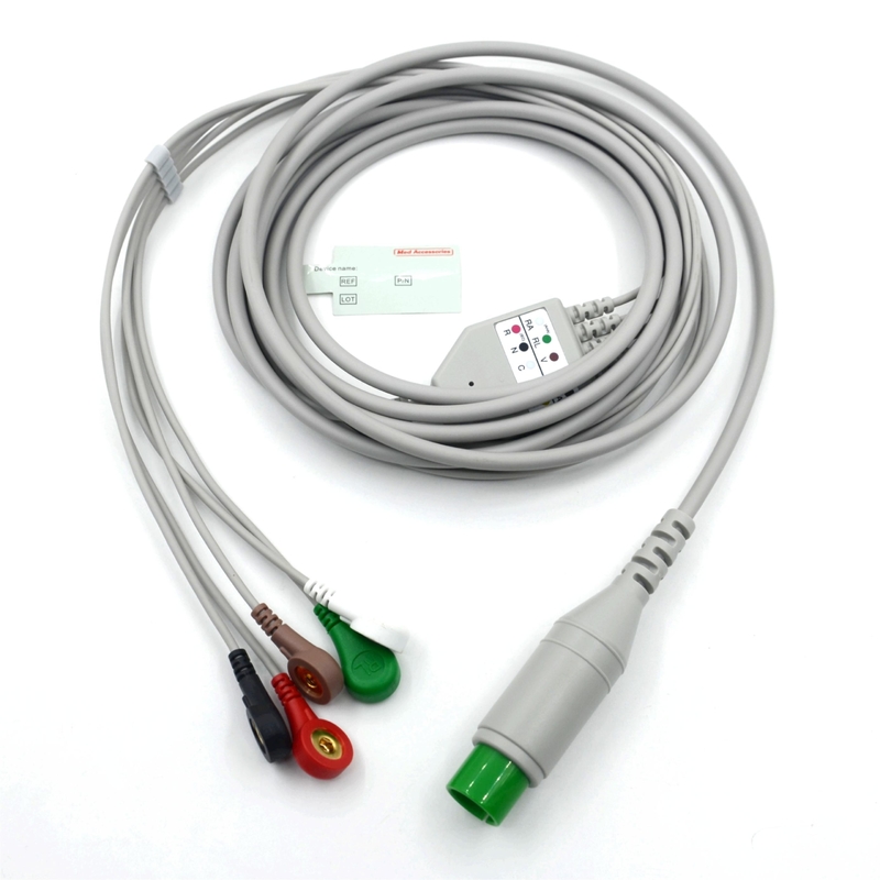 High Quality Medical Accessories Compatible M&B 5 Lead ECG EKG Cable AHA Snap