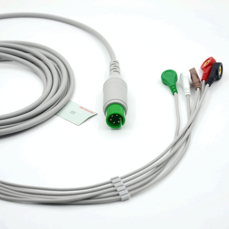 High Quality Medical Accessories Compatible M&B 5 Lead ECG EKG Cable AHA Snap