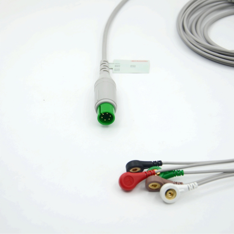 High Quality Medical Accessories Compatible M&B 5 Lead ECG EKG Cable AHA Snap