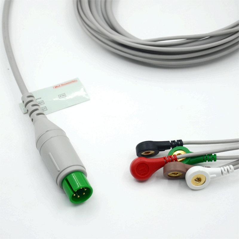 High Quality Medical Accessories Compatible M&B 5 Lead ECG EKG Cable AHA Snap