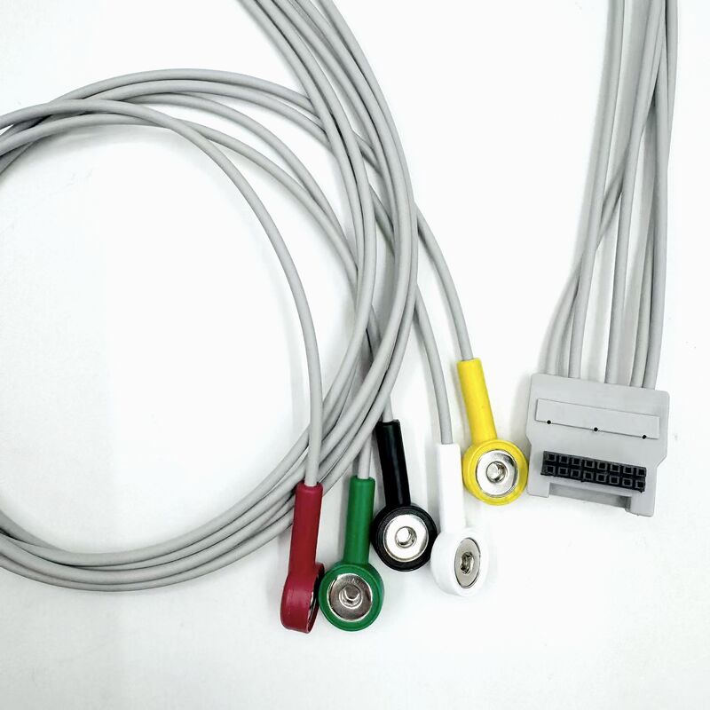 High Quality Med Accessories RoHS Certified Diagnostic Silicone IEC Color 5-Lead Grabber EKG ECG Cable Compatible BLT