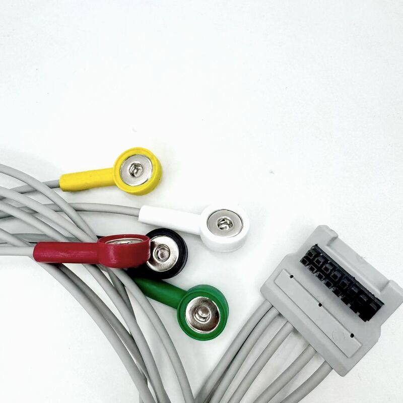 High Quality Med Accessories RoHS Certified Diagnostic Silicone IEC Color 5-Lead Grabber EKG ECG Cable Compatible BLT