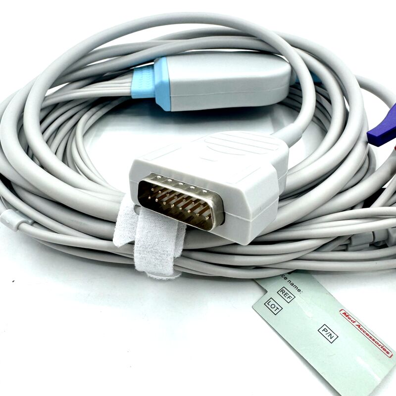 Med Accessories Compatible 10 Lead EKG Cable with Grabber End Medical-Grade TPU Latex Medical Consumables RoHS Certified