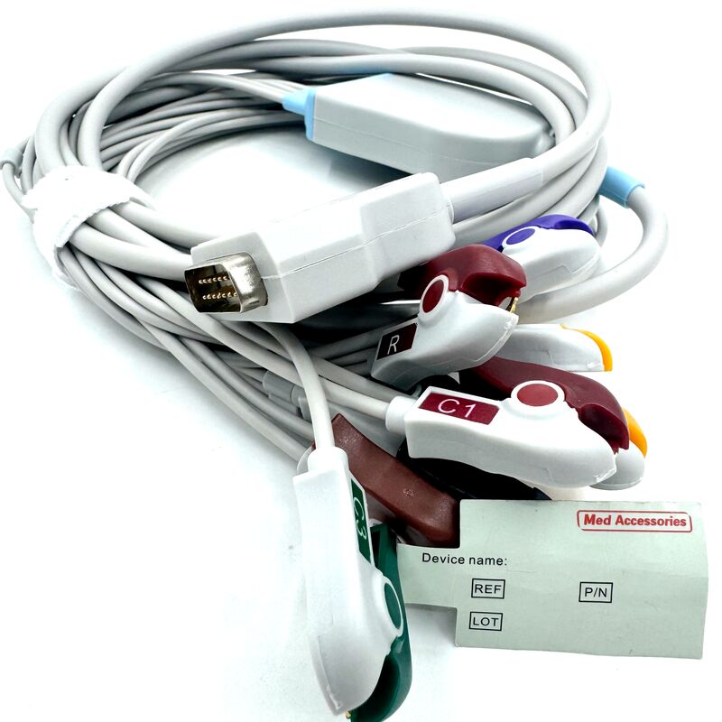 Med Accessories Compatible 10 Lead EKG Cable with Grabber End Medical-Grade TPU Latex Medical Consumables RoHS Certified