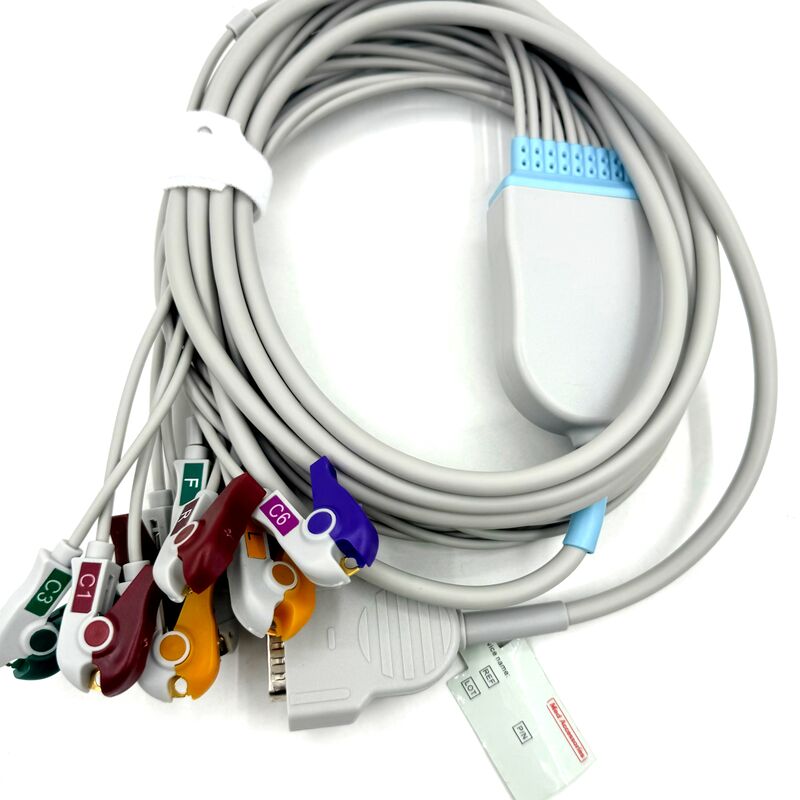 Med Accessories Compatible 10 Lead EKG Cable with Grabber End Medical-Grade TPU Latex Medical Consumables RoHS Certified