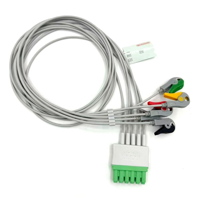 High Quality Med Accessories IEC Color Model RoHS Certified 5-Lead Grabber EKG ECG Leadwire for Patient Medical