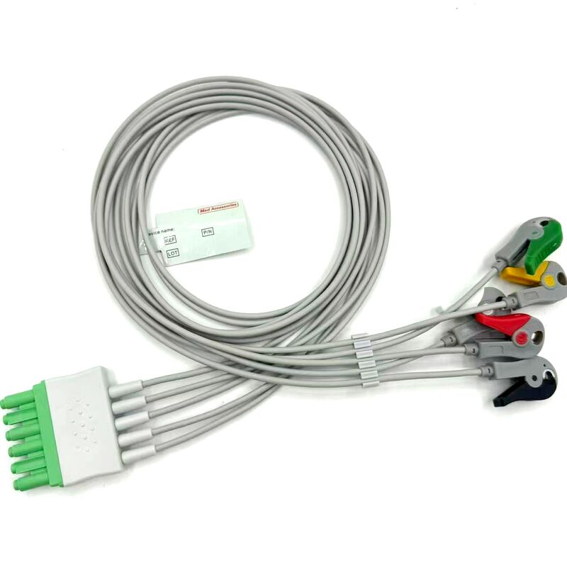 High Quality Med Accessories IEC Color Model RoHS Certified 5-Lead Grabber EKG ECG Leadwire for Patient Medical