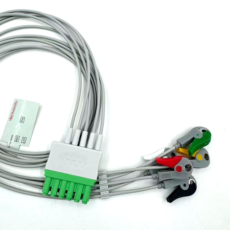 High Quality Med Accessories IEC Color Model RoHS Certified 5-Lead Grabber EKG ECG Leadwire for Patient Medical
