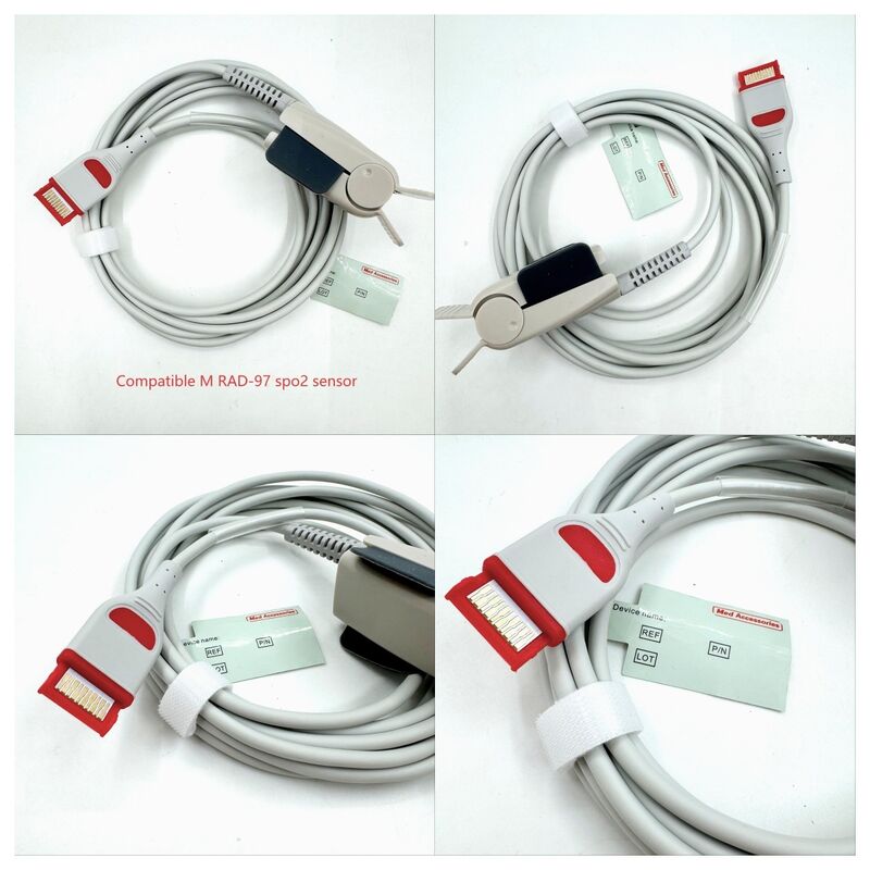 High Quality Med Accessories Medical Monitor Accessories Reusable Adult Soft SpO2 Sensor Compatible RAD-97 Spo2 Sensor