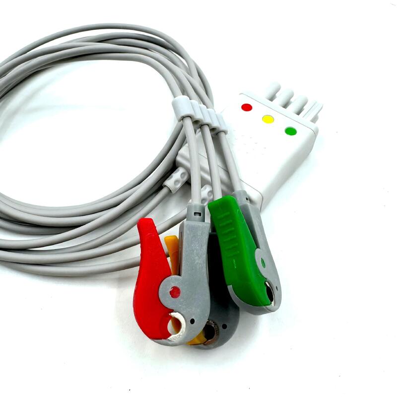 High Quality Med Accessories IEC Color Model RoHS Certified 3-Lead Grabber ECG Leadwire Compatible Nihon Kohden