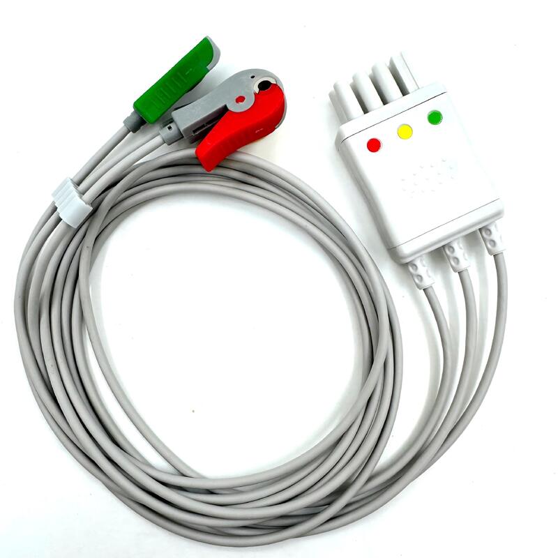 High Quality Med Accessories IEC Color Model RoHS Certified 3-Lead Grabber ECG Leadwire Compatible Nihon Kohden
