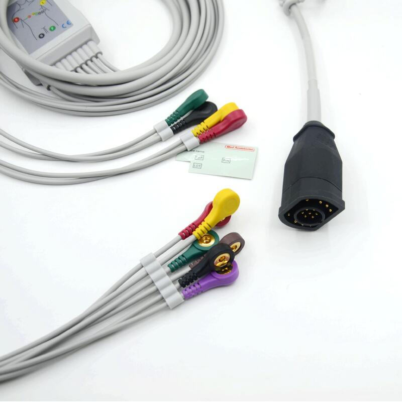 Med Accessories Hospital-Grade Class II Diagnostic EKG Cable 10-Lead Zoll Compatible Medical Alcohol Disinfecting RoHS Certified